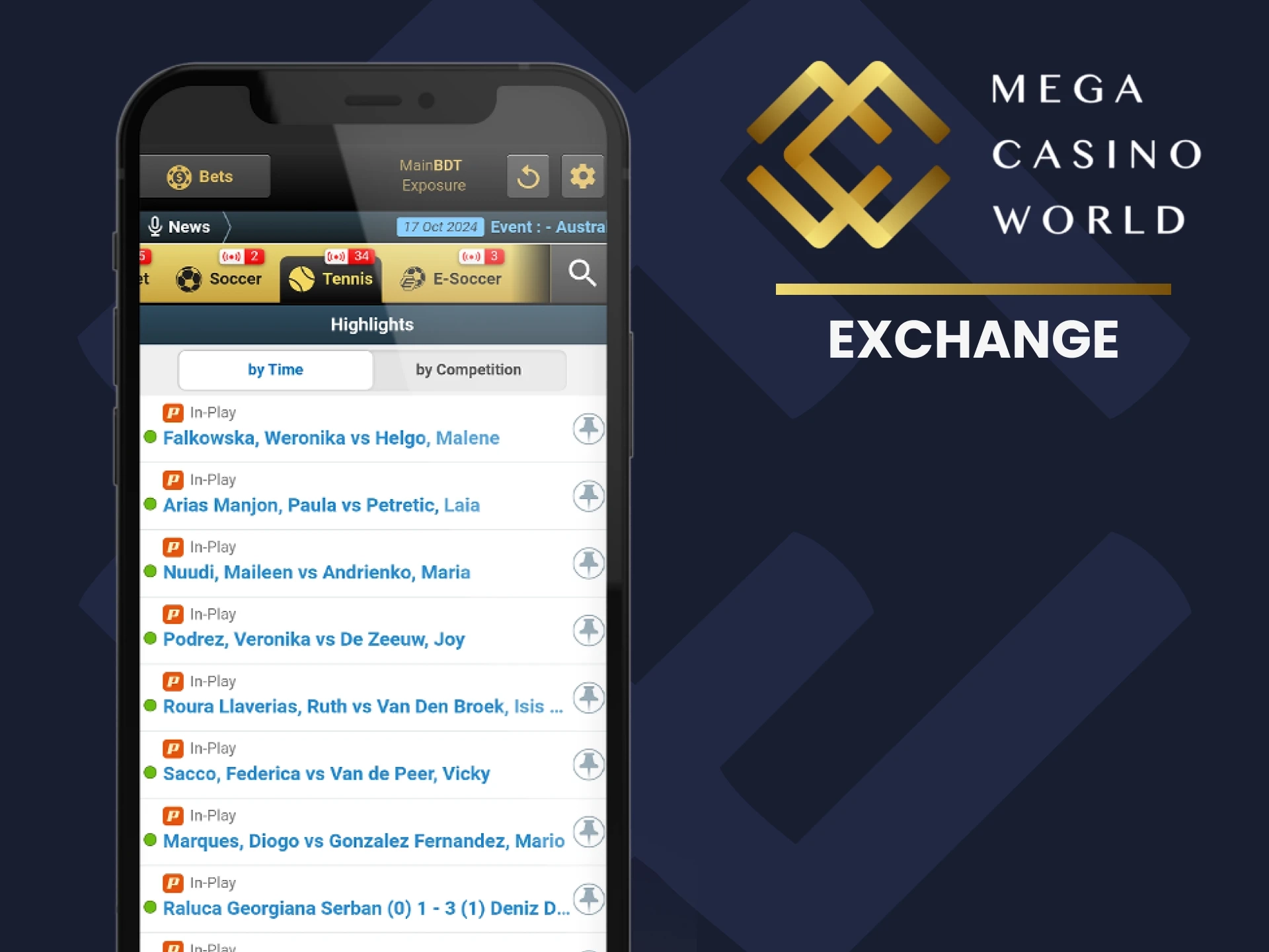 Place your exchange bets in the MCW app and win.