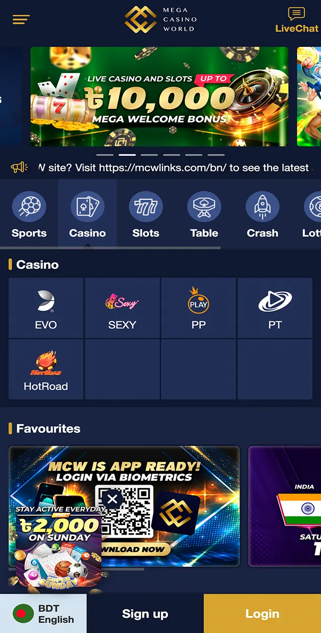 In MCW App Casino section in the app.