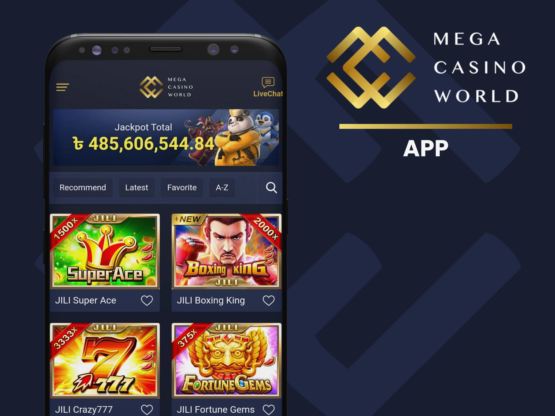 Play your favorite casino games using MCW apps.