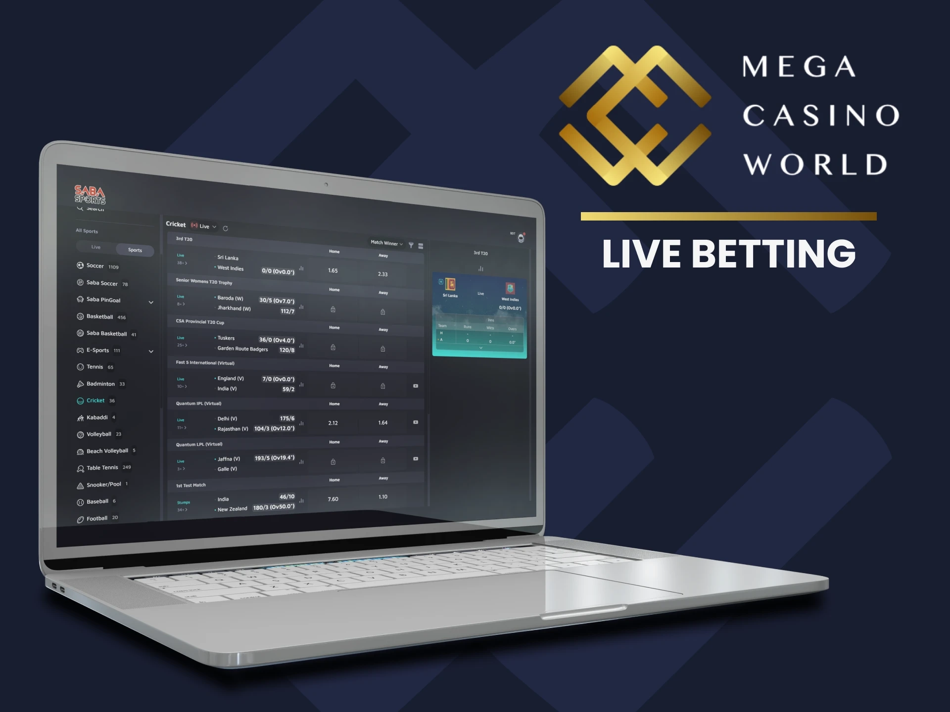 Watch the cricket match live and place your bets at MCW.