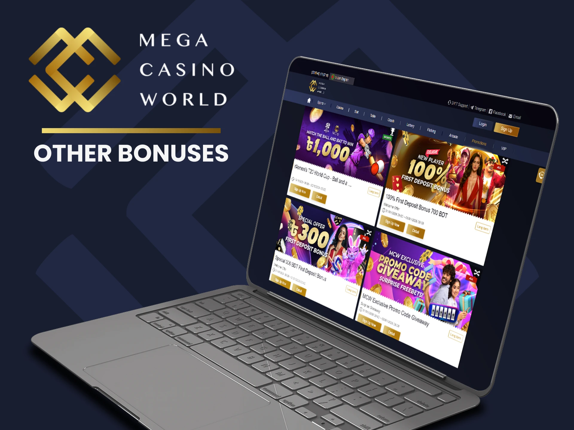 MCW offers its players not only free bonuses but also promotions.