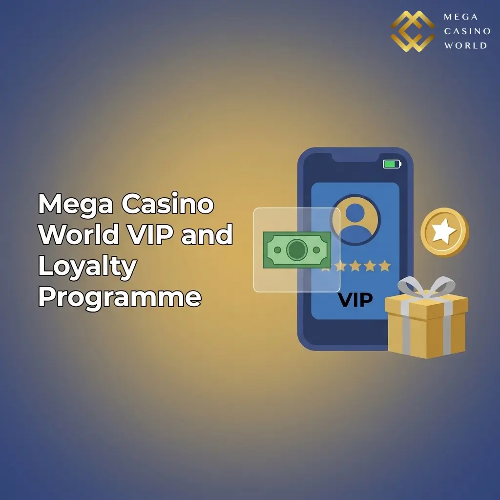 Mega Casino World VIP loyalty tiers from Bronze to Diamond with rewards like cashback, higher limits, and dedicated support