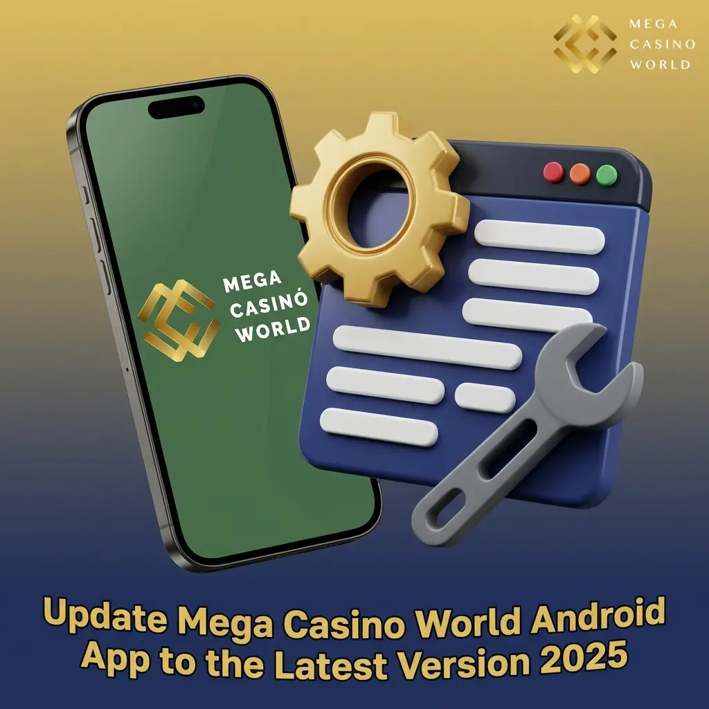 Mega Casino World Android app update steps showing APK download and install process for latest 2025 version